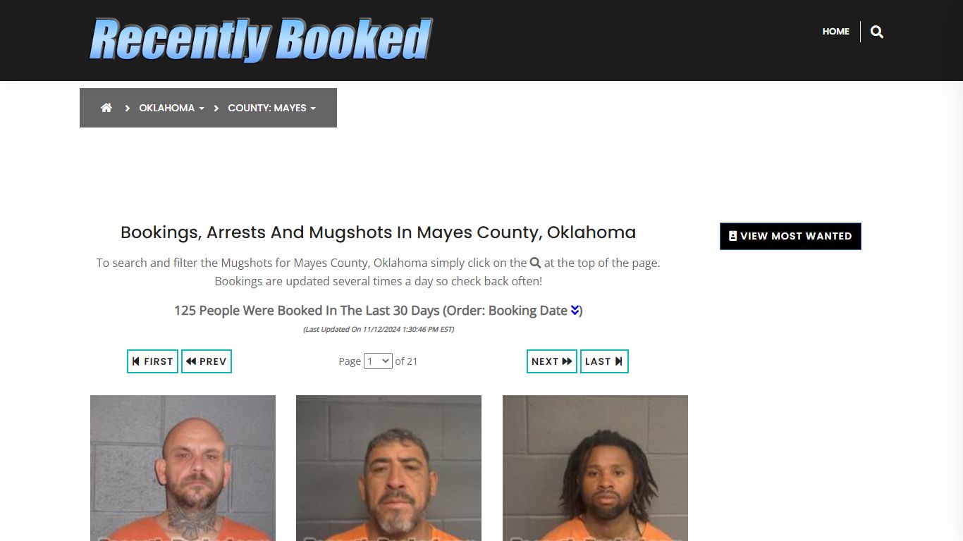 Bookings, Arrests and Mugshots in Mayes County, Oklahoma - Recently Booked